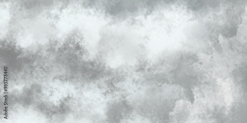 Abstract white and gray isolated cloud cumulus clouds. Gray aquarelle painted realistic fog or mist smoky textured canvas design. White and ash messy wall stucco texture background.	
