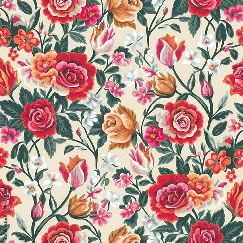 Wallpaper Mural blush pink vintage botanical floral illustration, flower pattern background Torontodigital.ca