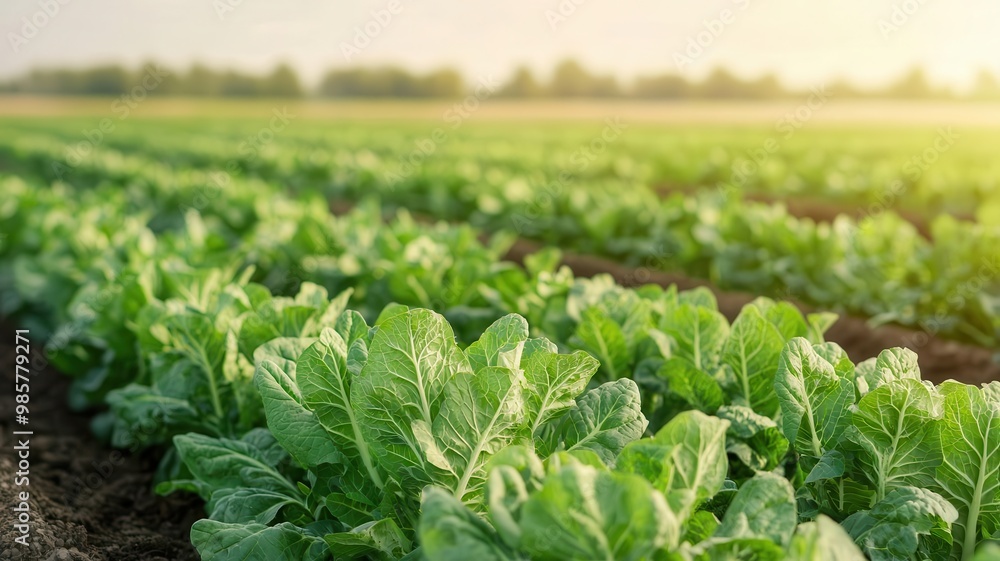 A photostock image of organic vegetables growing in a sustainable agricultural field, representing eco-friendly farming A photostock image of organic vegetables growing in a sustainable agricultural field, representing eco-friendly farming