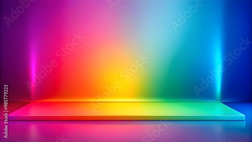modern 3d rainbow colorful podium platform background for object showcase generative ai