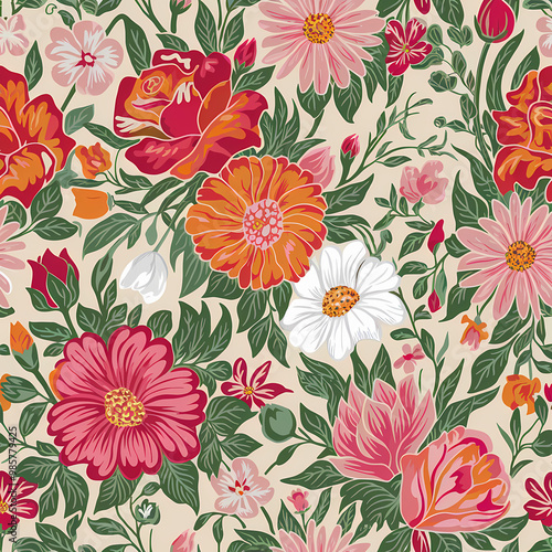 Wallpaper Mural pattern with blush pink roses and flowers Torontodigital.ca