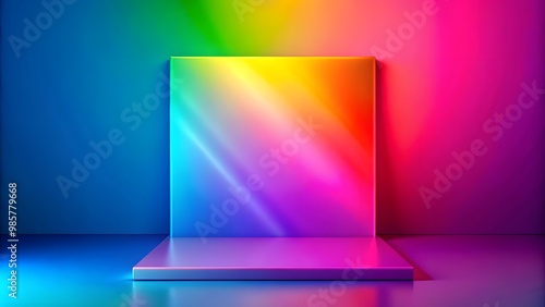 modern 3d rainbow colorful podium platform background for object showcase generative ai