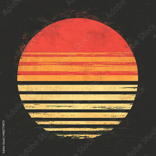 Sunset retro old stly vintage for design print on demand PDO, T-shirt photo