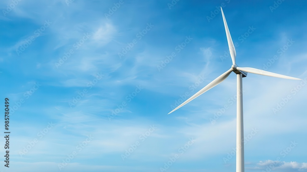 A photostock image of wind turbines generating renewable energy, with a focus on clean green technology A photostock image of wind turbines generating renewable energy, with a focus on clean green technology