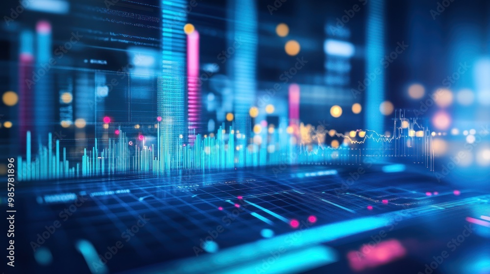 Abstract digital data visualization with blue and pink hues Abstract digital data visualization with blue and pink hues