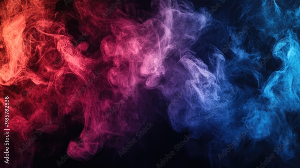 Fototapeta premium Vapor Smoke in Deep Colors on Dark Background
