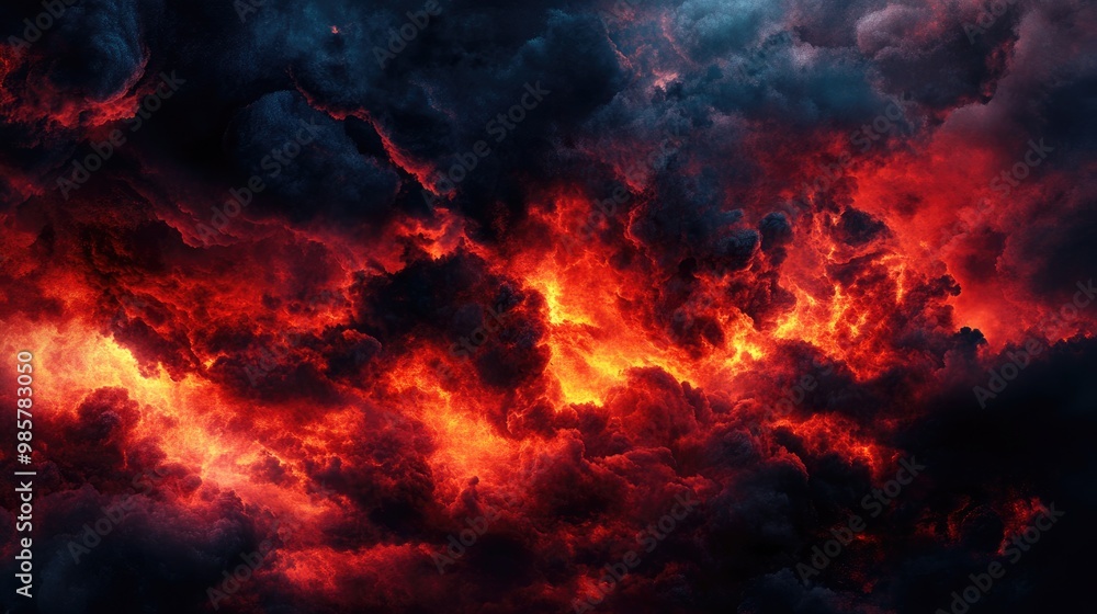 Dramatic fiery sky with ominous clouds for horror imagery Dramatic fiery sky with ominous clouds for horror imagery