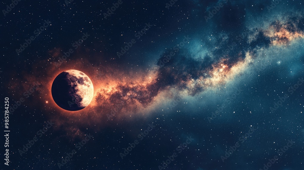 Naklejka premium Lunar Eclipse with Dark Sky Background