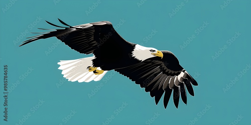 Naklejka premium an eagle flying in blue sky