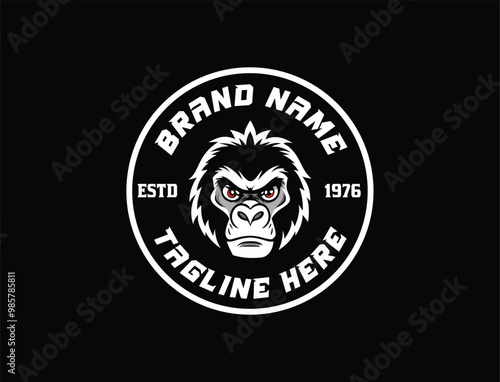 Gorilla badge logo in circle shape. photo