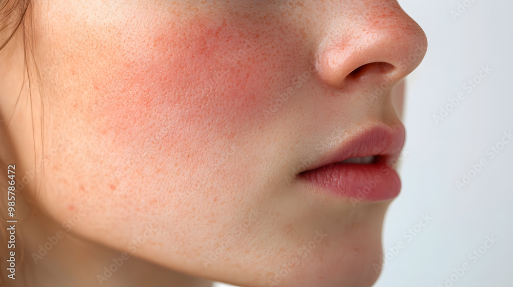 Obraz premium Closeup face of young girl with clean healthy skin. Skin care concept