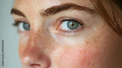 Closeup face of young girl with clean healthy skin. Skin care concept