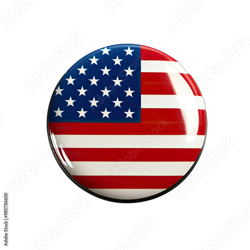 Election Campaign Badge, Symbolizing American Voting Process Vote. Isolated on a Transparent Background. Cutout PNG.