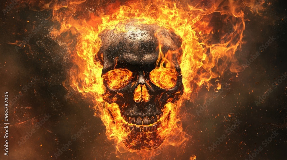 burning human skull in flames burning human skull in flames