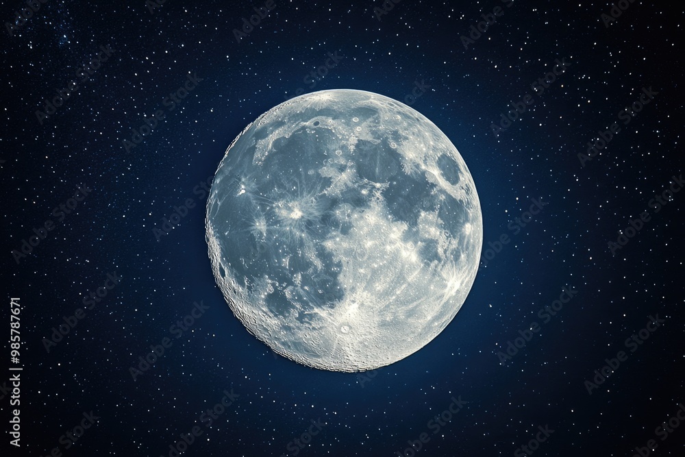 Full moon shining over dark blue starry sky background Full moon shining over dark blue starry sky background