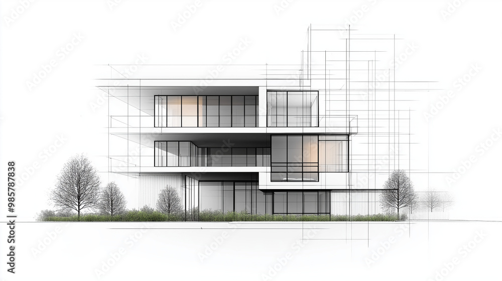Multi-story residential building blueprint deta Multi-story residential building blueprint deta