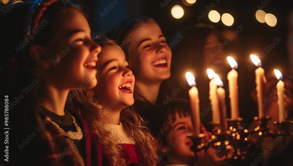 groups people singing traditional Hanukkah songs together groups people singing traditional Hanukkah songs together