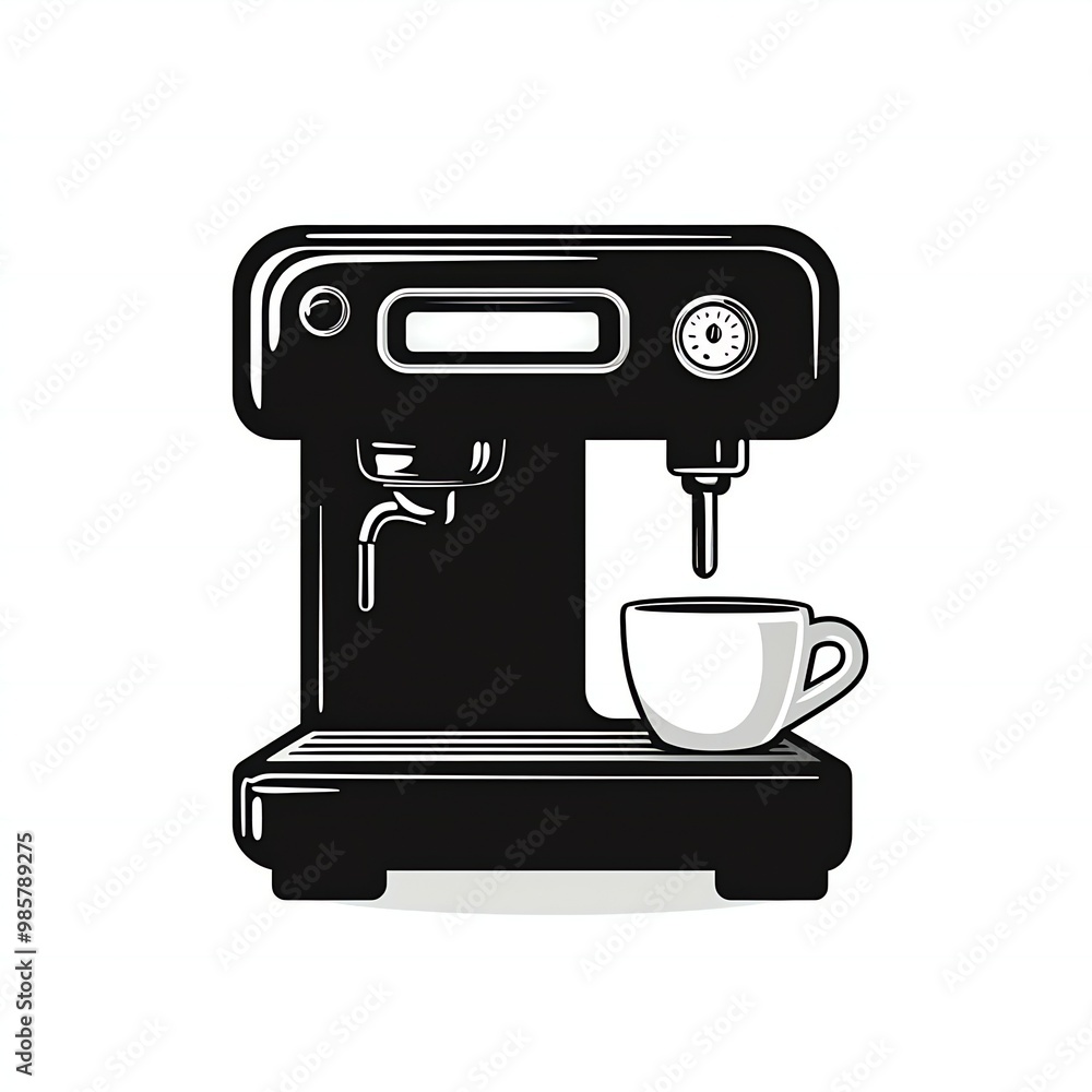 Simple coffee machine icon with minimalistic design and clean outline on white background new beautiful stock image illustration AI Simple coffee machine icon with minimalistic design and clean outline on white background new beautiful stock image illustration AI