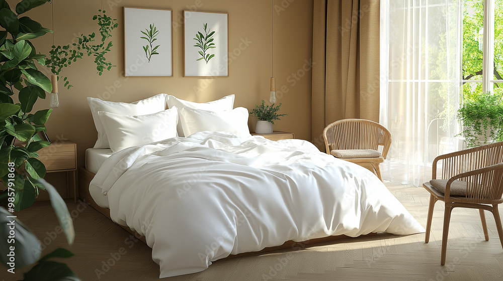 a photostock image of a luxury linen duvet cover in augmented reality, showcasing fabric quality, thread count, and color choices in a tranquil bedroom a photostock image of a luxury linen duvet cover in augmented reality, showcasing fabric quality, thread count, and color choices in a tranquil bedroom