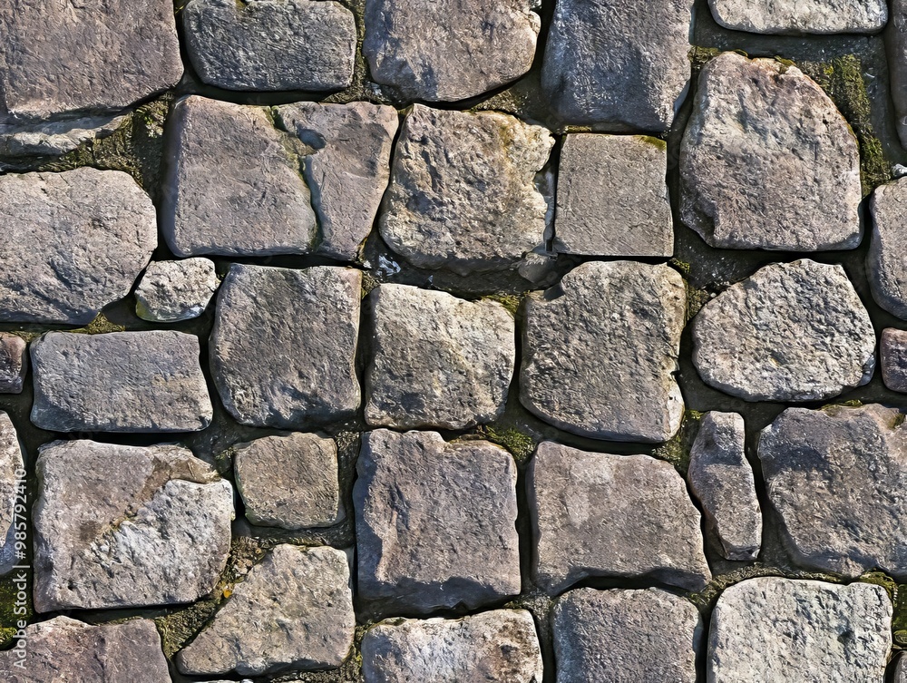 Obraz premium A stone wall with moss growing on it