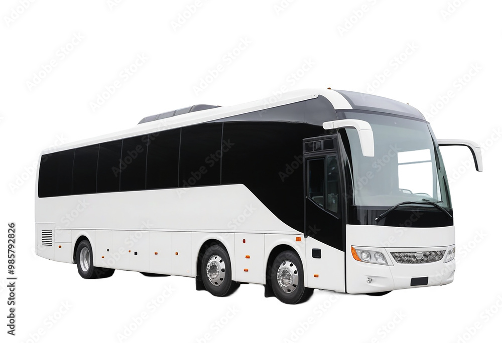 A Modern tour bus with large windows isolated on transparent background. Cut out A Modern tour bus with large windows isolated on transparent background. Cut out