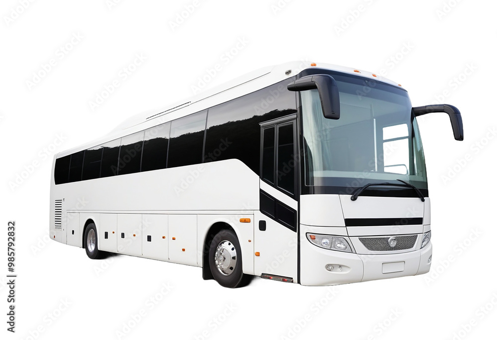 A Modern tour bus with large windows isolated on transparent background. Cut out A Modern tour bus with large windows isolated on transparent background. Cut out