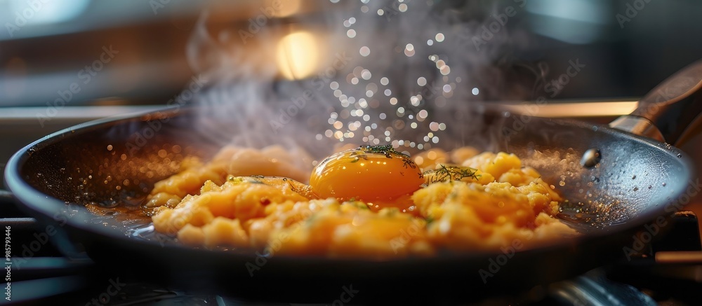 Sizzling homemade dish on stovetop with steam and splashes capturing the joy and passion of culinary craft The scene conveys a sense of comfort tradition and the nourishing experience of a hearty Sizzling homemade dish on stovetop with steam and splashes capturing the joy and passion of culinary craft The scene conveys a sense of comfort tradition and the nourishing experience of a hearty
