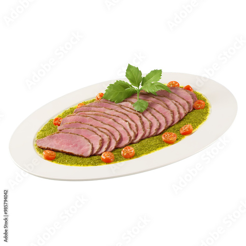 Wallpaper Mural Lamb tongue tender thin slices salsa verde zigzags Food and Culinary concept Torontodigital.ca