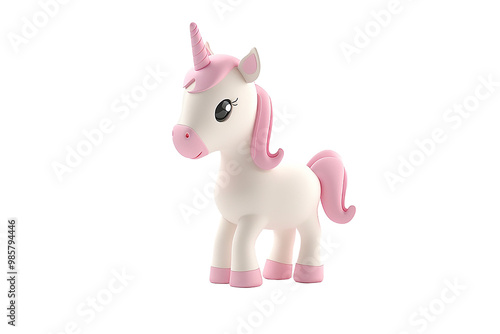 cut out 3d rendering a standing unicorn, character cartoon