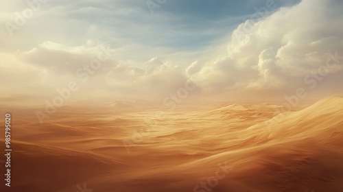 Expansive Desert Landscape with Dramatic Clouds