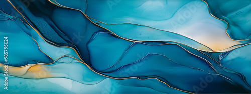 Obraz na płótnie Gorgeous blue abstract background art paint pattern texture. Abstract design luxury wallpaper modern paper painting flow of lines and splashes. w salonie