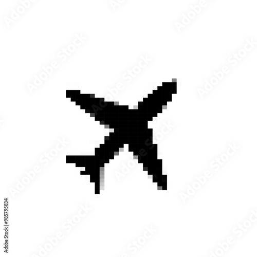 pixel art plane icon vector flat