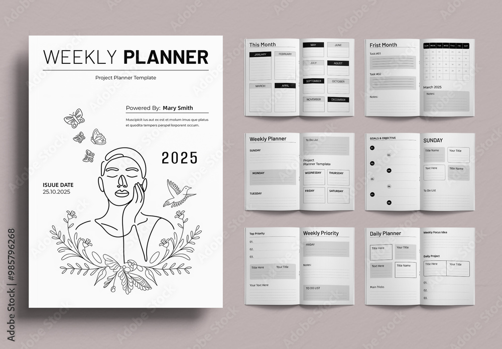 Weekly Planner Template Layout Stock Template | Adobe Stock