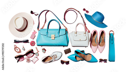 Obraz na płótnie image olated background purse shopping shoes hand ems bags fashion woman hat accessories colorful pink woman shopping accessory accessory purse item fashion item fashionable sale isolated clothing w salonie
