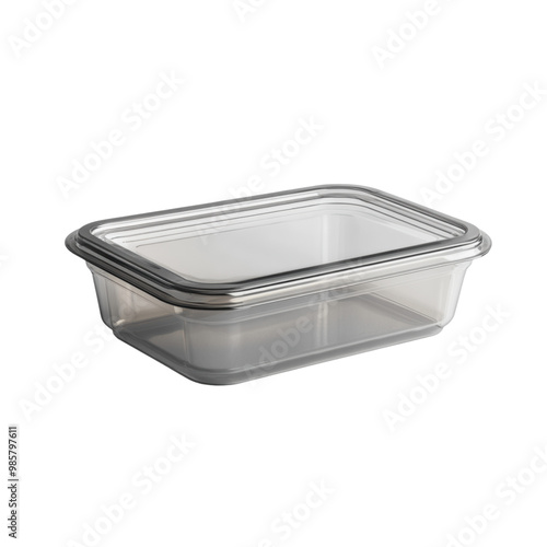 Empty transparent food container , png, transparent background.