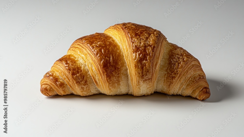 A Single, Golden-Brown Croissant on a White Surface
