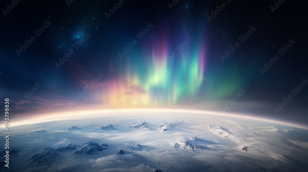 Antarctic atmosphere, southern lights, polar aurora. Antarctic atmosphere, southern lights, polar aurora.