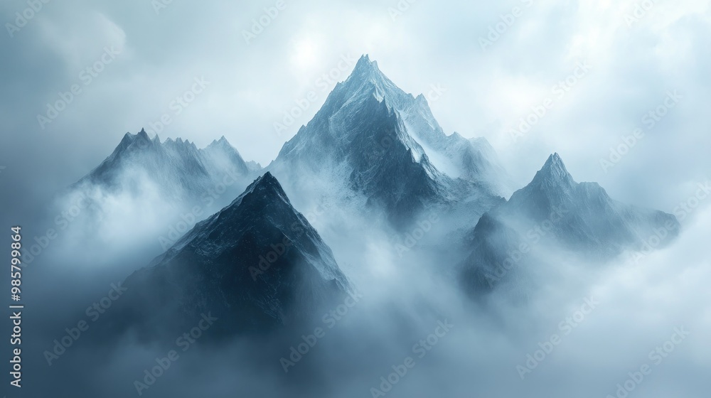 Majestic Mountain Peaks Enveloped in Mist Majestic Mountain Peaks Enveloped in Mist