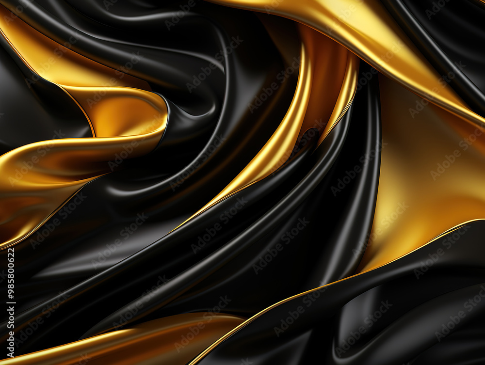 Eye Catching Black and gold silk satin fabric abstract background Eye Catching Black and gold silk satin fabric abstract background