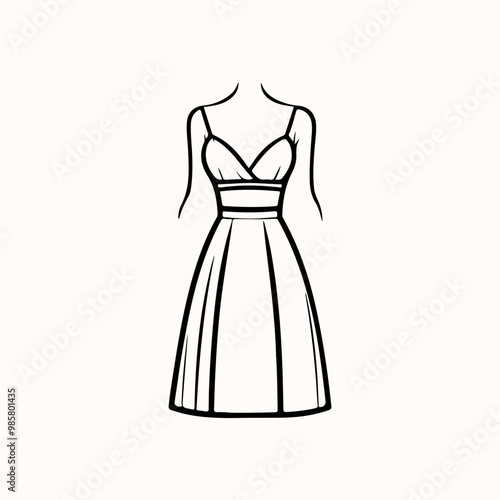 Girls elegant evening and cocktail dresses icon. long dress icon. frock, party dress