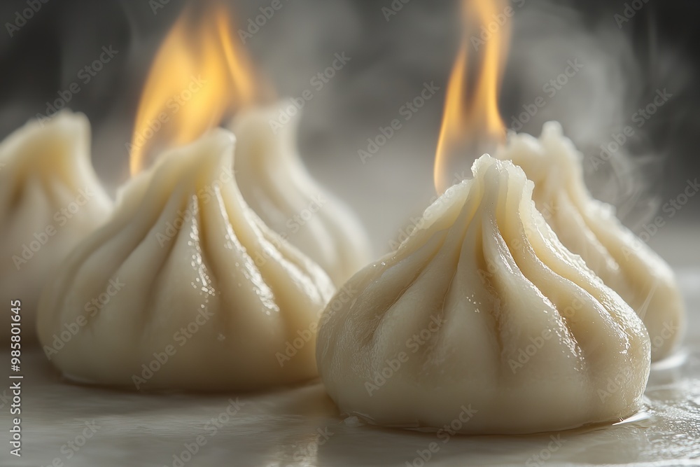 A steaming fresh modal dumpling is isolated against a white backdrop. Generative Ai A steaming fresh modal dumpling is isolated against a white backdrop. Generative Ai