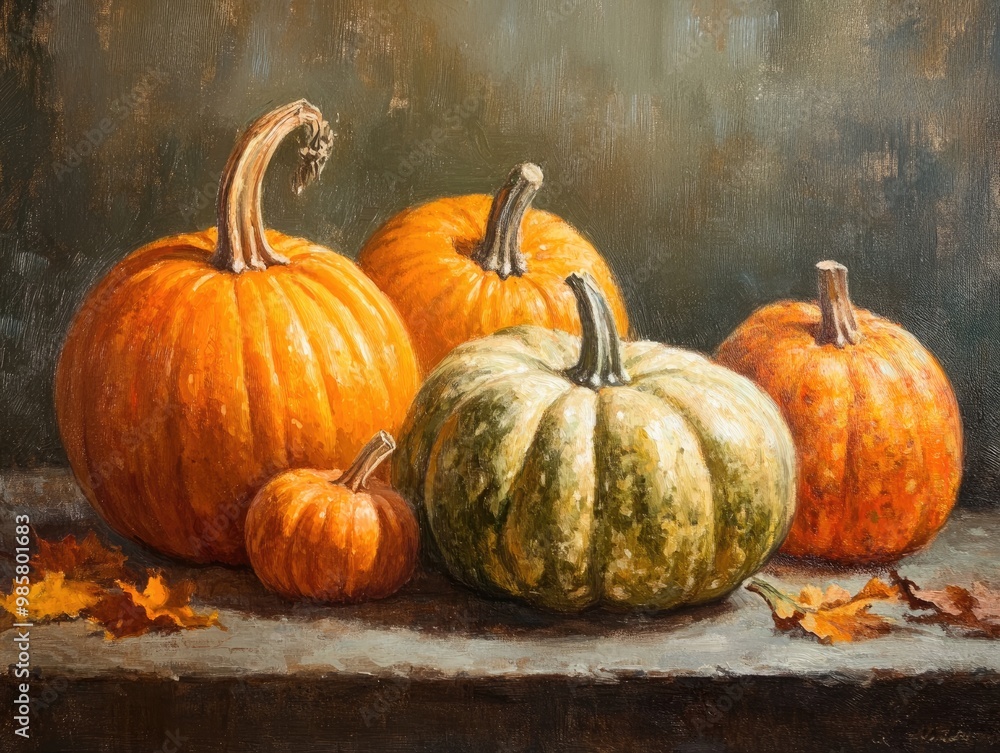 Autumn harvest of pumpkins Autumn harvest of pumpkins