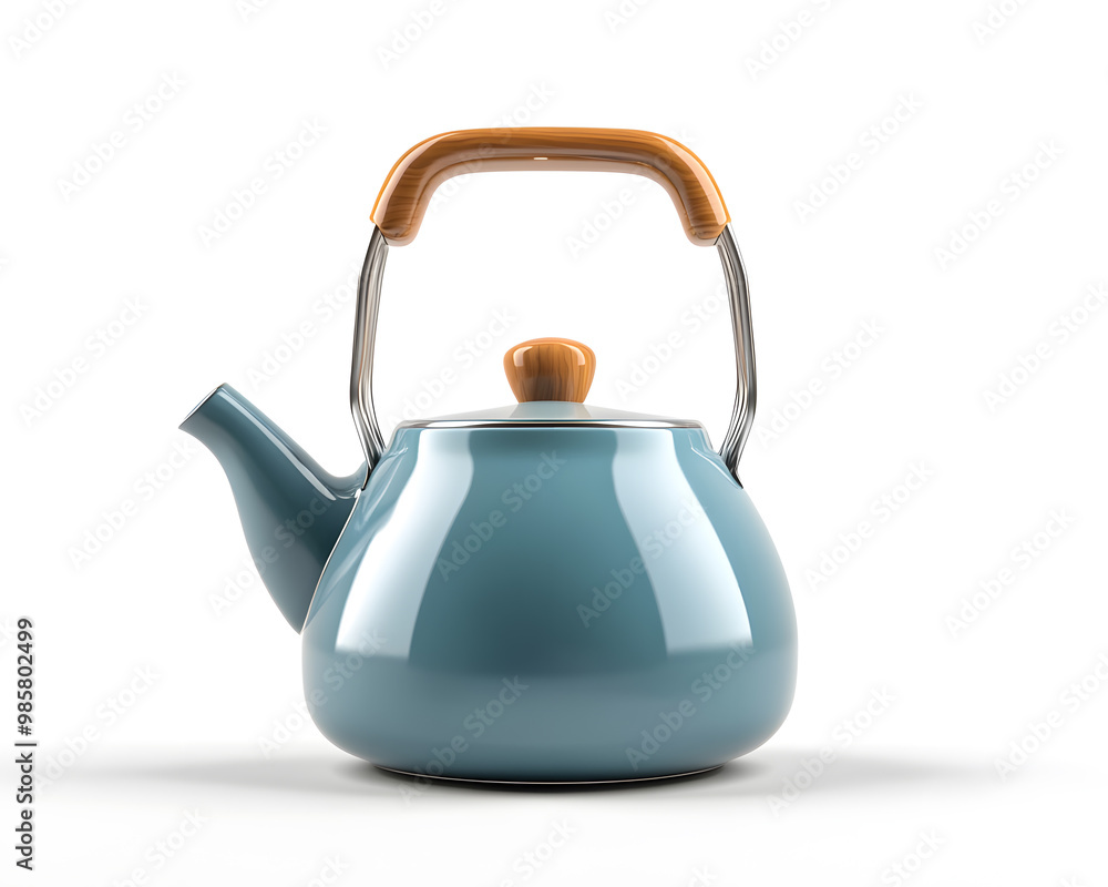 Obraz premium Traditional stainless steel stovetop kettle isolated on white