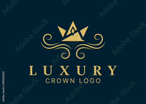 Luxury crown vector logo template for royal business.