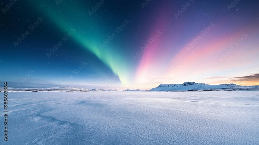 Antarctic skies, aurora Australis, vibrant polar night display.