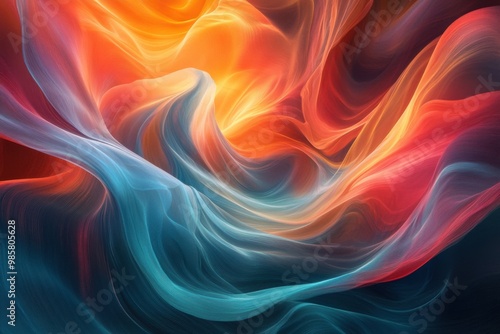 Vibrant abstract design featuring colorful swirling strands.