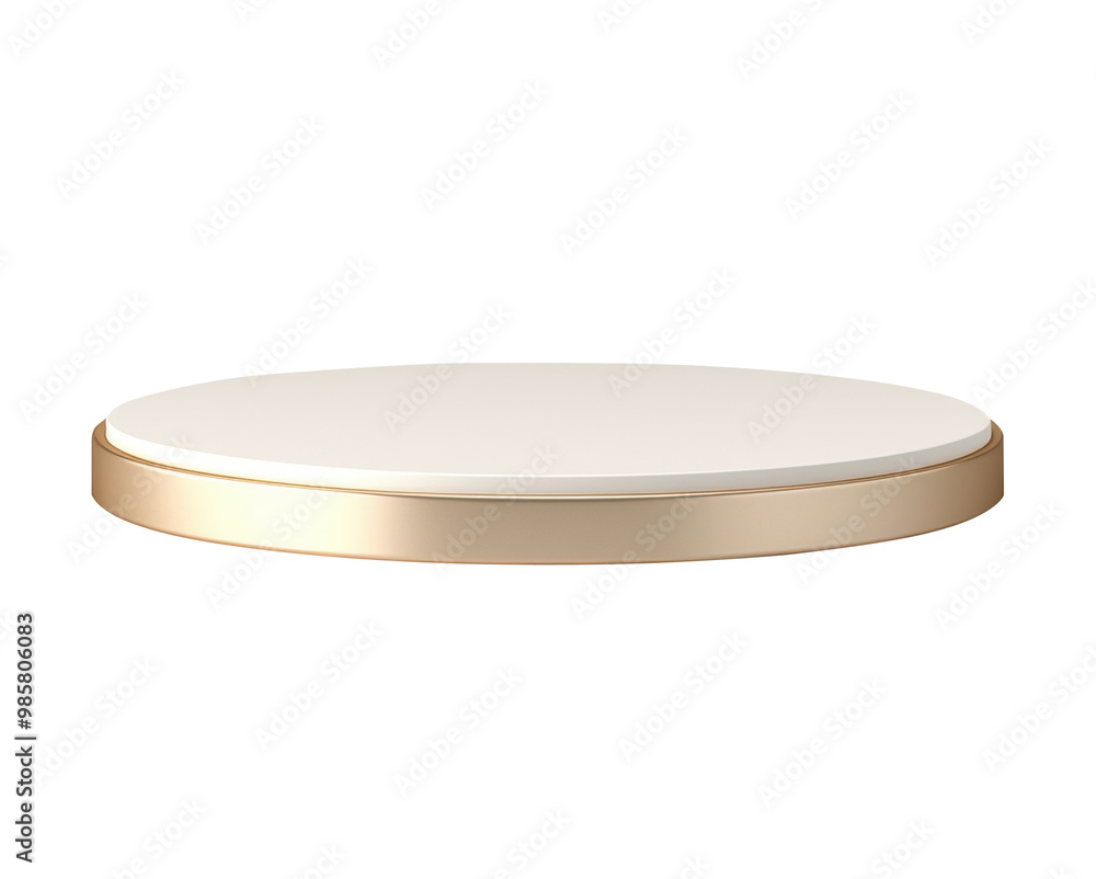 Round platform display with a sleek gold trim, providing an elegant base for showcasing products or presentations. Isolated on transparent background, png. Round platform display with a sleek gold trim, providing an elegant base for showcasing products or presentations. Isolated on transparent background, png.