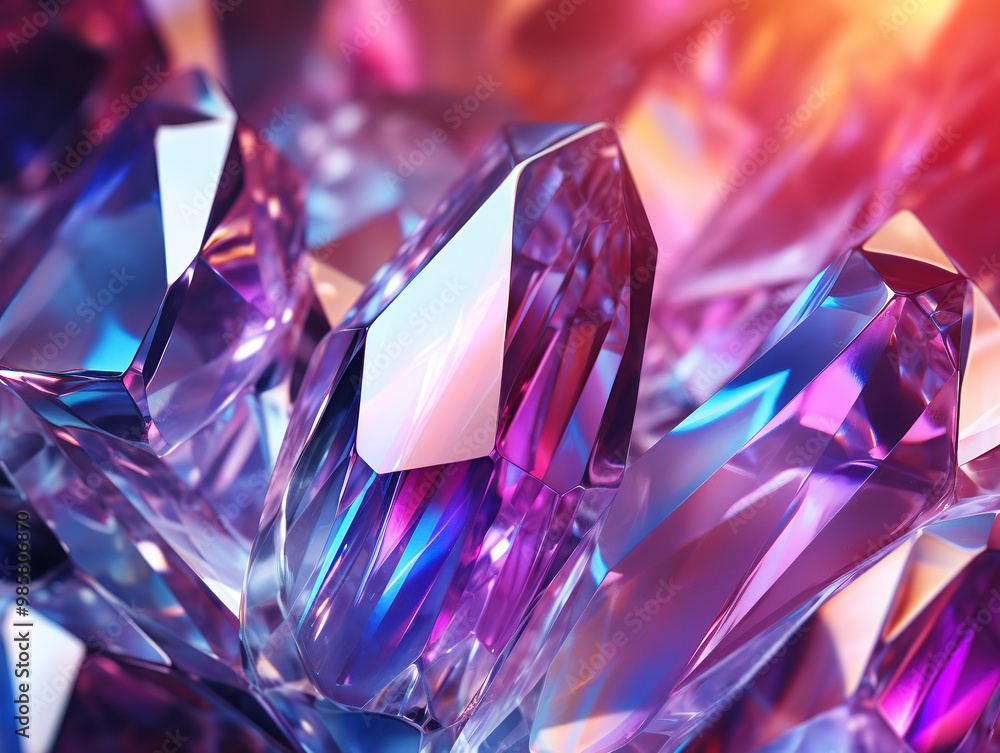 Amazing Rendering in 3D of an abstract geometric crystal background with iridescent texture Amazing Rendering in 3D of an abstract geometric crystal background with iridescent texture