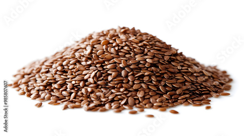 Flax seeds pile isolated on white