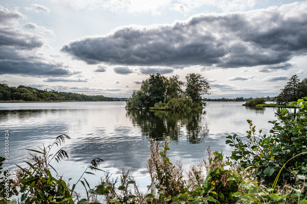 Small tiny island in the lakes of Viborg, Denmark Small tiny island in the lakes of Viborg, Denmark